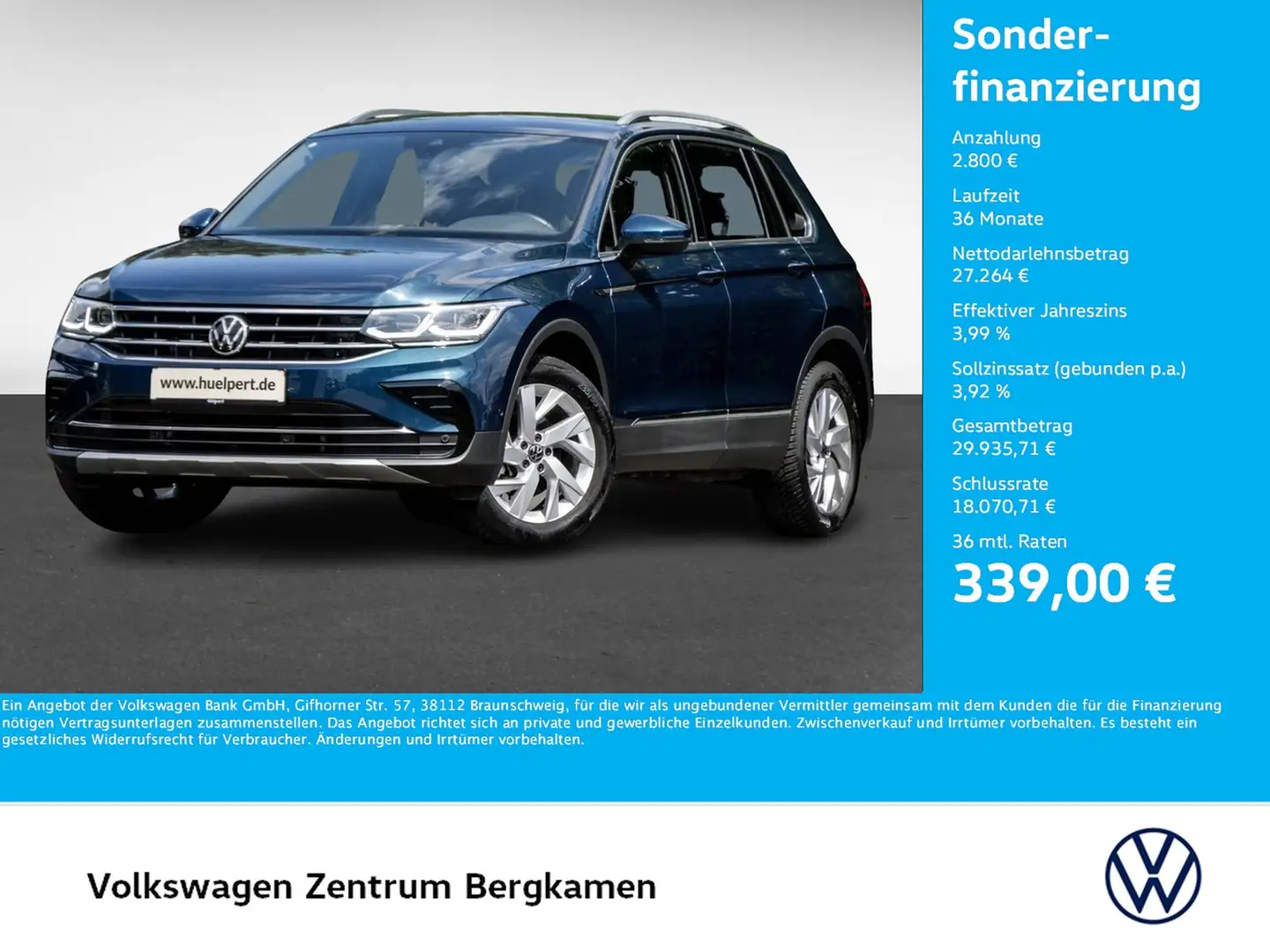Volkswagen Tiguan 1.5 ELEGANCE LEDER AHK CAM ACC LM18 NAVI Blu/Azzurro - 1