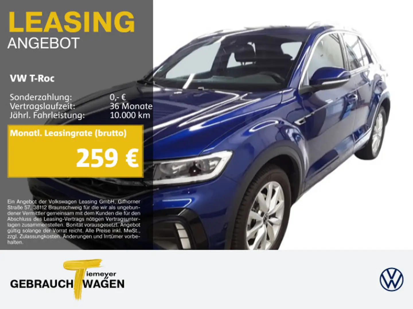 Volkswagen T-Roc 1.5 TSI R-LINE ASSIST AHK KAMERA Bleu - 1