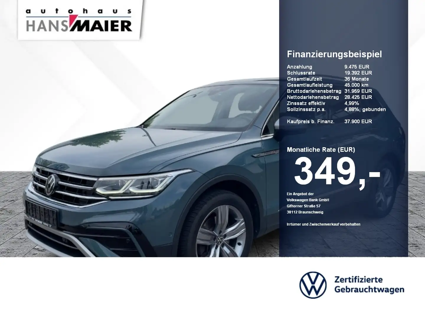 Volkswagen Tiguan Allspace Elegance TSI 4Mot. DSG AHK Pano Albastru - 1
