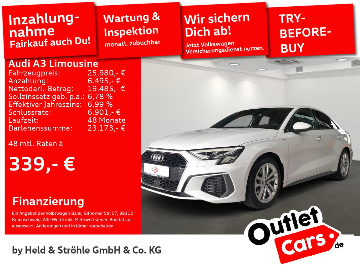 Audi A3 S-Line 35 TDI LED NAVI PDC RFK SHZ Weiß - 1