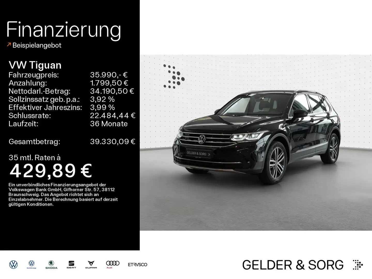 Volkswagen Tiguan Elegance 2.0 TDI AHK*H&K*HuD*Matrix*360° Negro - 1