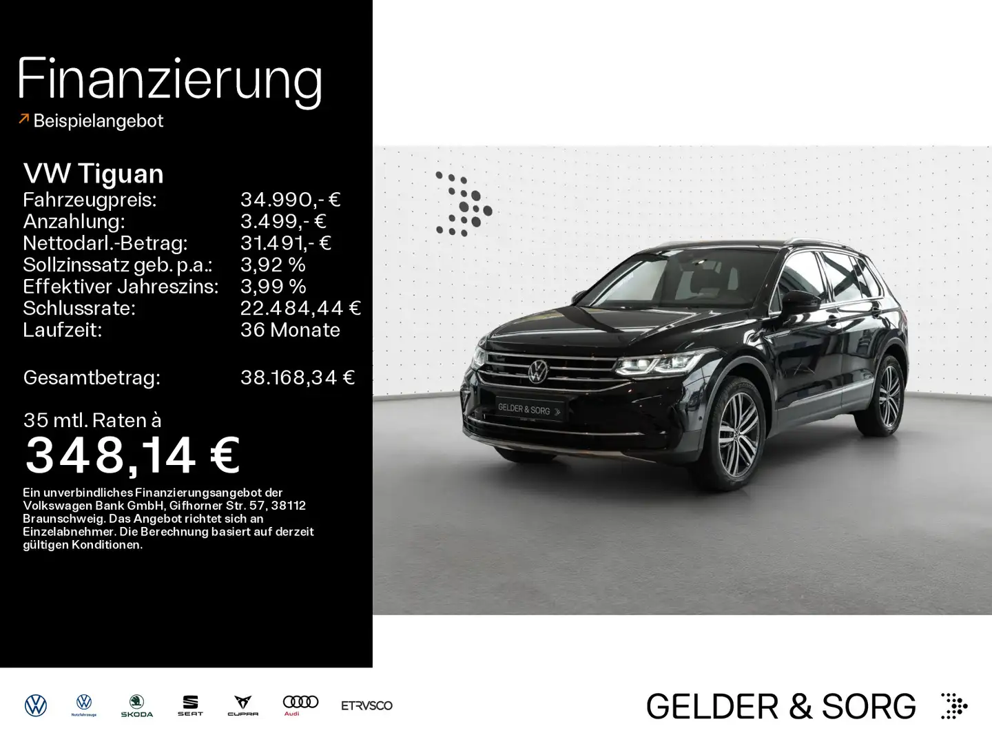 Volkswagen Tiguan Elegance 2.0 TDI LEDER*H&K*HuD*Matrix*360 Schwarz - 1