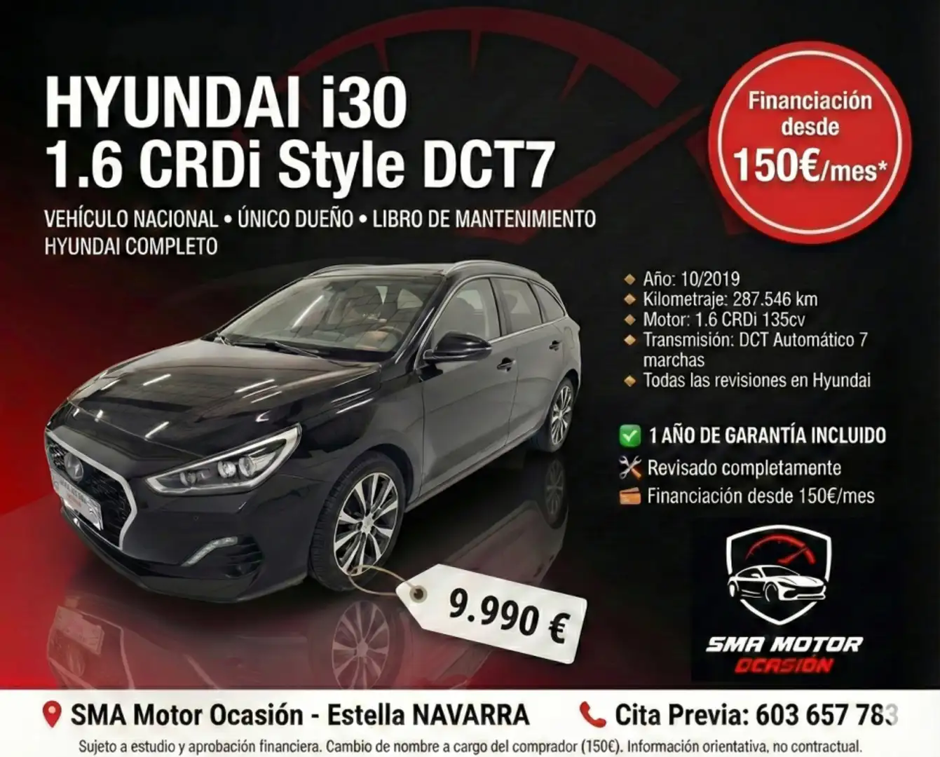 Hyundai i30 CW 1.6CRDi Style Blue DT 136 Negro - 2