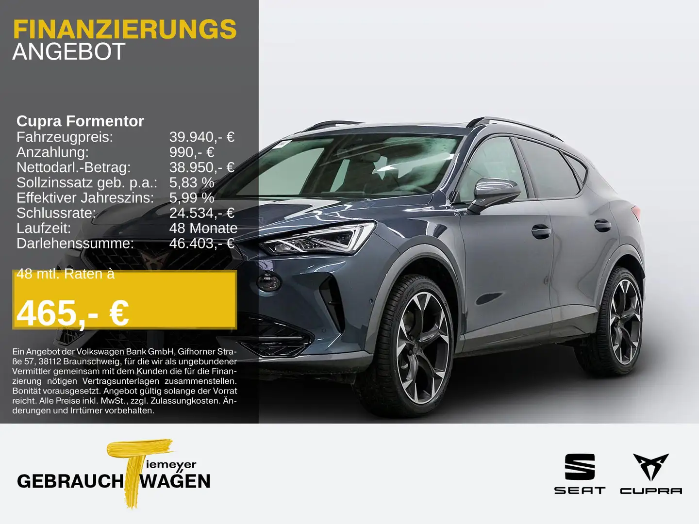CUPRA Formentor 2.0 TSI DSG 4D VZ PANO REAR VIEW NAVI Grigio - 1