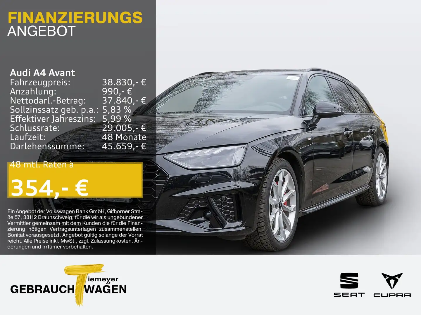 Audi A4 40 TFSI Q 2x S LINE LM19 KAMERA NAVI+ V Schwarz - 1