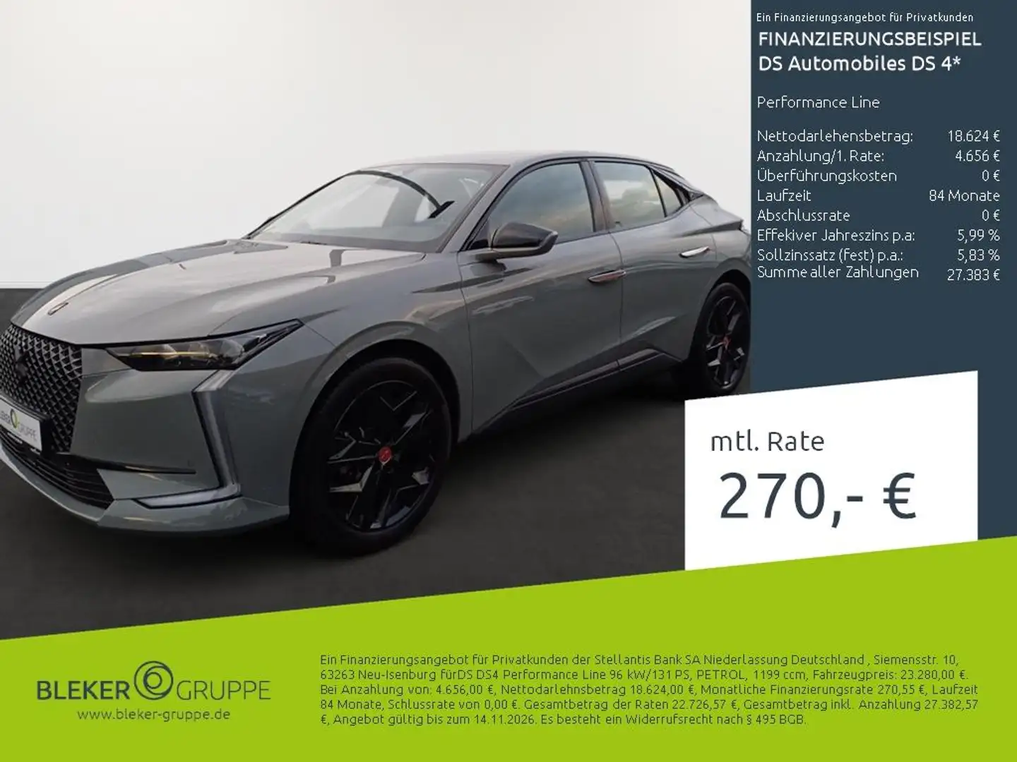 DS Automobiles DS 4 Performance Line Gris - 1