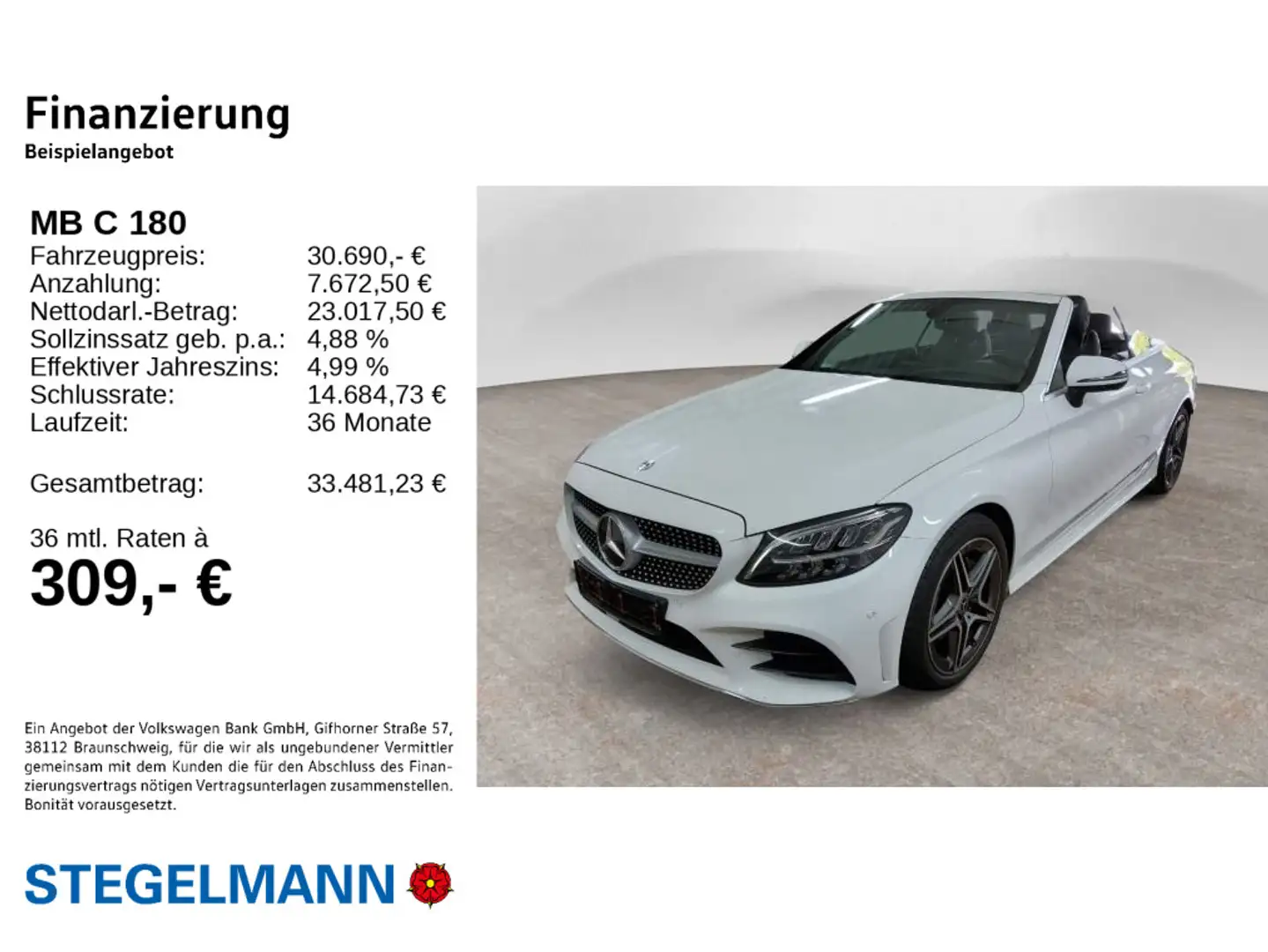 Mercedes-Benz C 180 Cabrio Aut. AMG-Line *AHK*LED*Navi* Weiß - 2