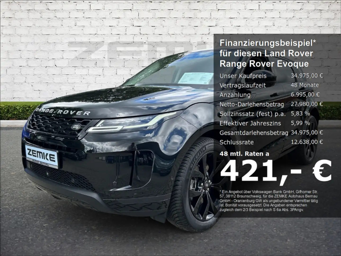 Land Rover Range Rover Evoque 1.5 P300e Hybrid AWD Park-Assistent El. Panodach N Noir - 1