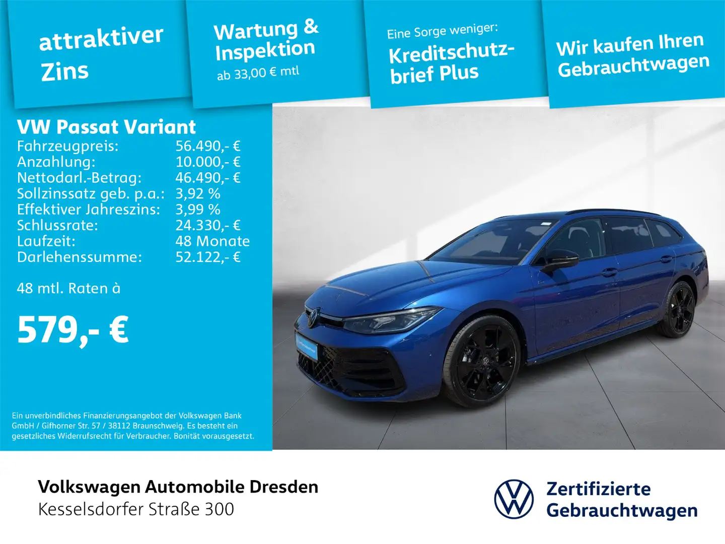 Volkswagen Passat Variant 2.0 TDI DSG 4M R-Line AHZV LED Na Blau - 1