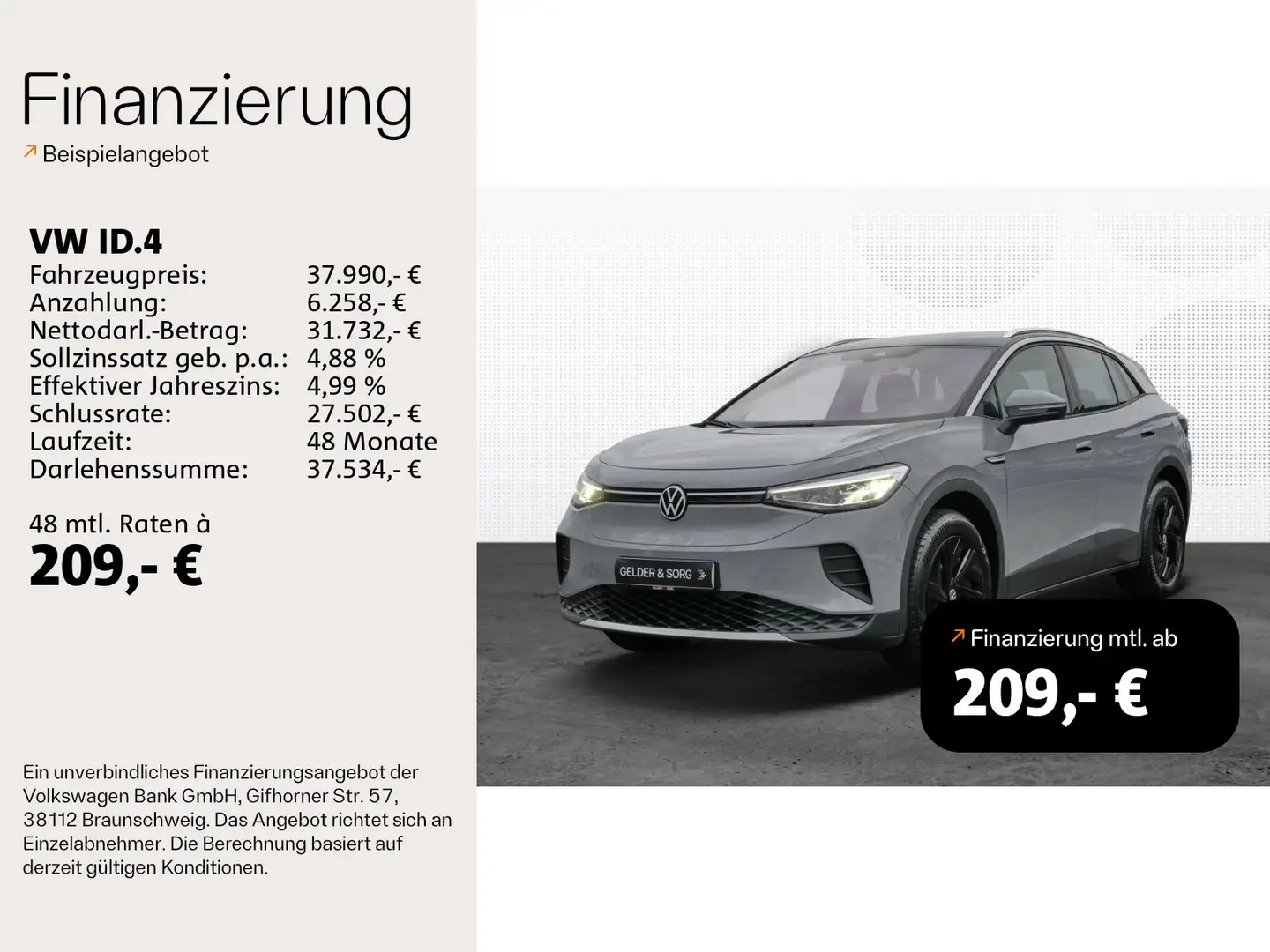 Volkswagen ID.4 Pro Performance RFK*AHK*Navigation*LED Grijs - 1