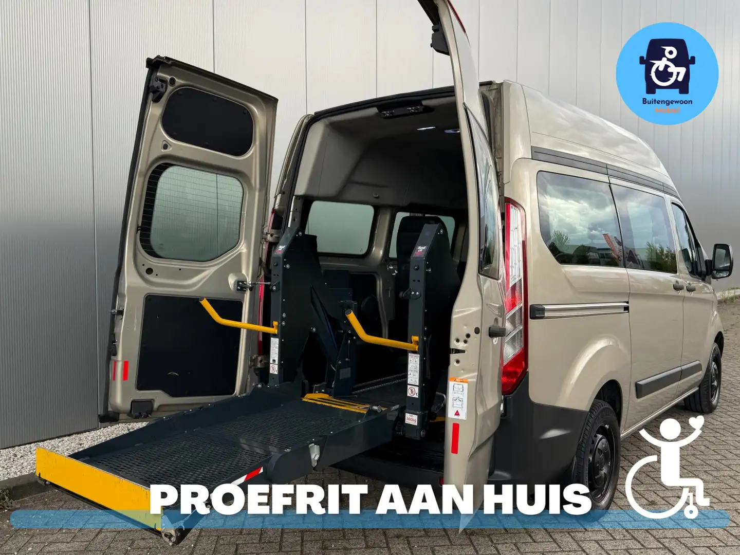 Ford Transit Custom Zelfrijder Rolstoelbus Draaistoel Rolstoellift Beige - 2