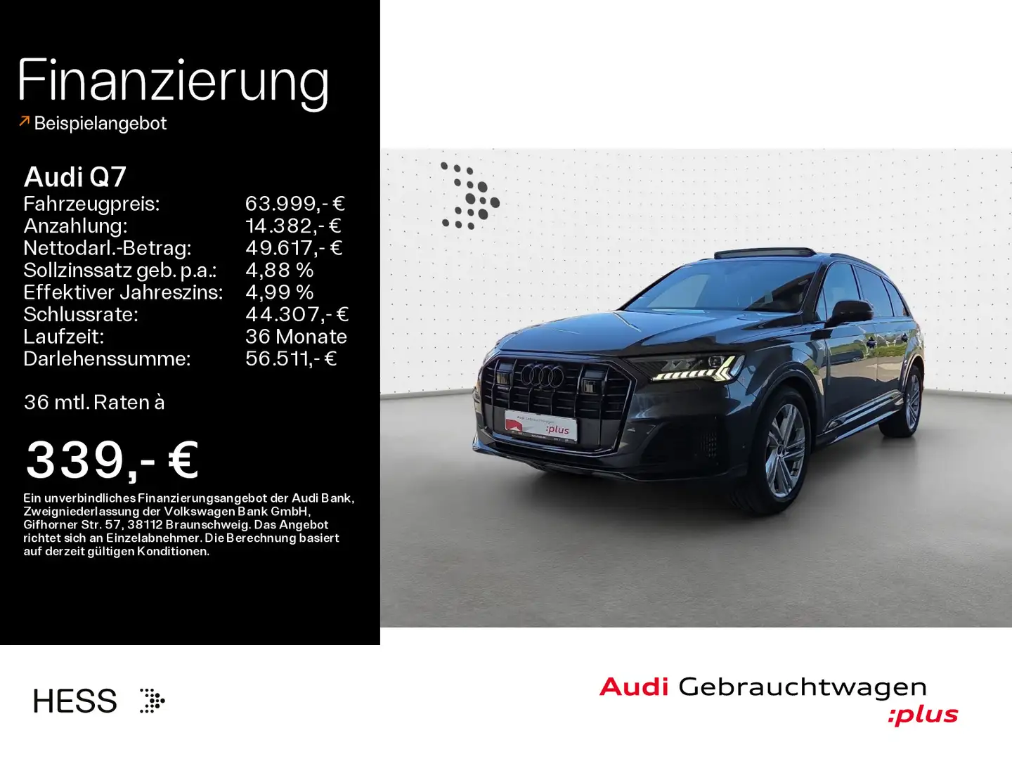 Audi Q7 55 TFSI quattro S-LINE*MATRIX*PANO*LUFT*AHK*H Gris - 1