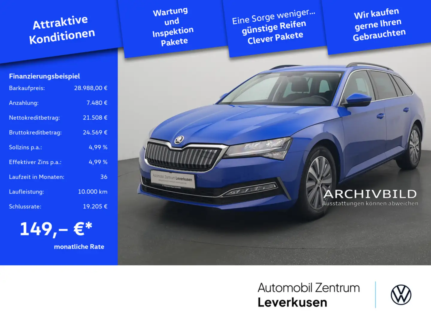 Skoda Superb Combi Style iV DSG STANDHZ MATRIX AHK Blu/Azzurro - 1