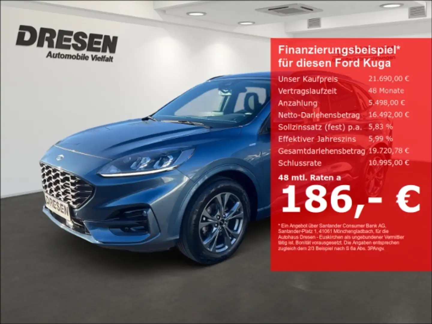 Ford Kuga ST-Line 1.5 LED+Navi+Kamera+Tempomat+PDC Blauw - 1
