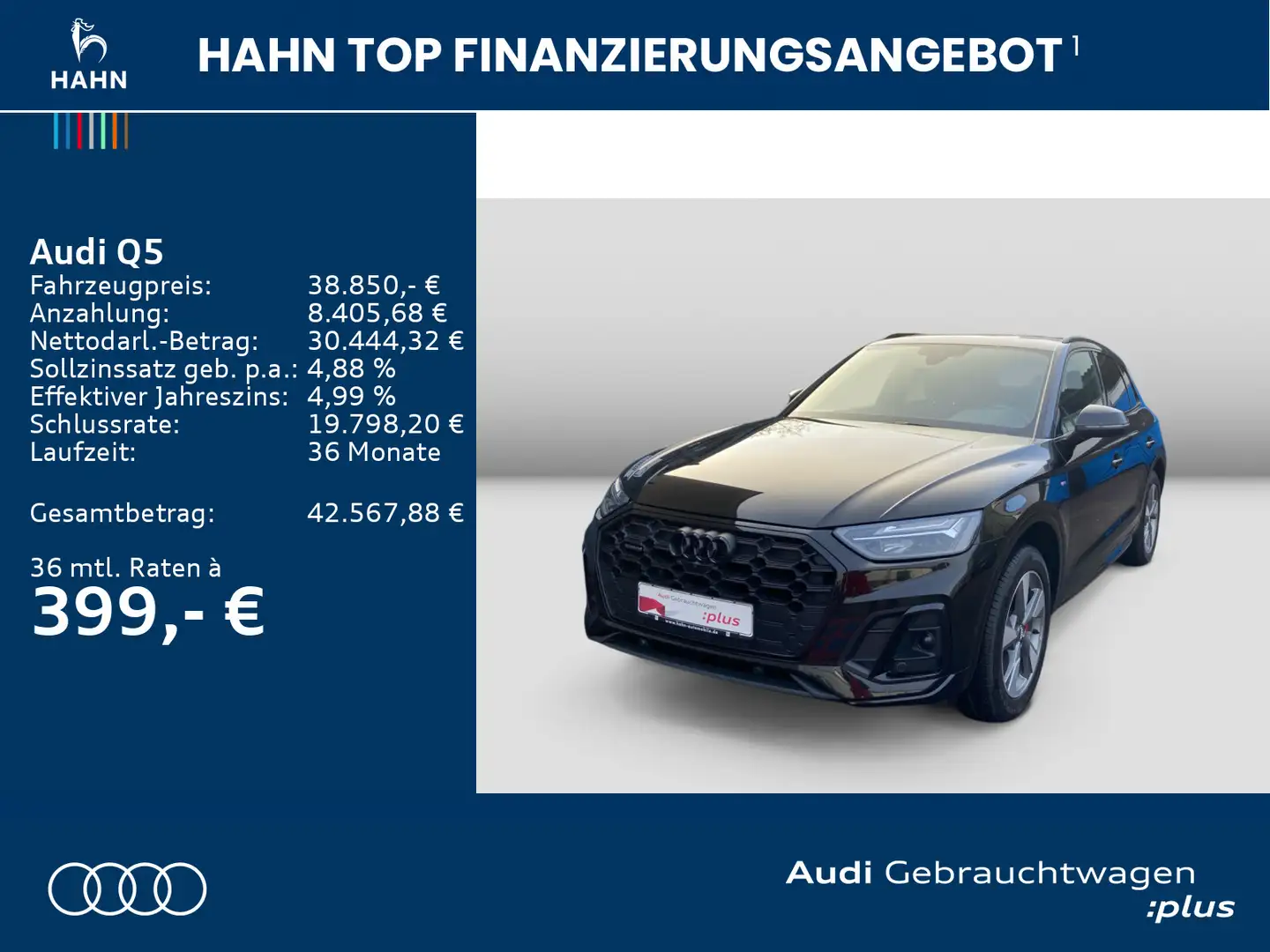 Audi Q5 edition one 40TDI quattro S-trc S-Line 360° P Schwarz - 2