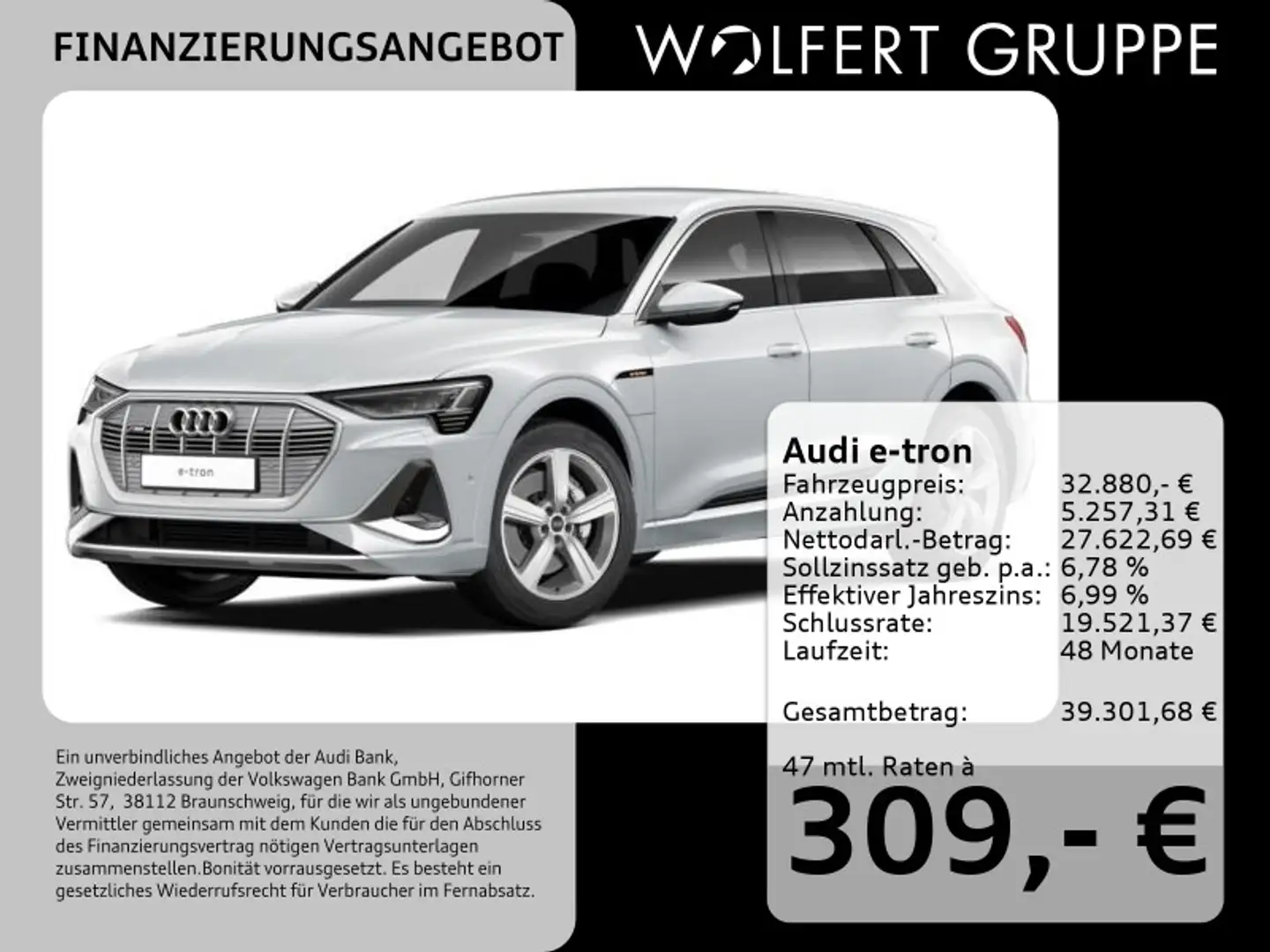 Audi e-tron 50 S line quattro *0,25%*ACC*AHK*RFK*HUD Weiß - 1