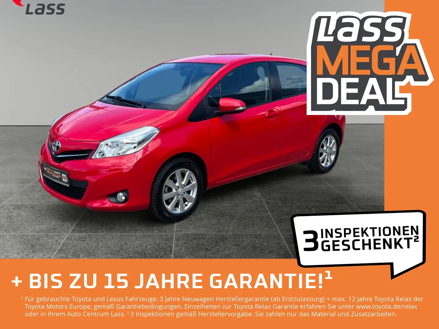Toyota Yaris 1.0 LASS EDITION +Allwetter+Alu+Klima+ZV+ Червоний - 1