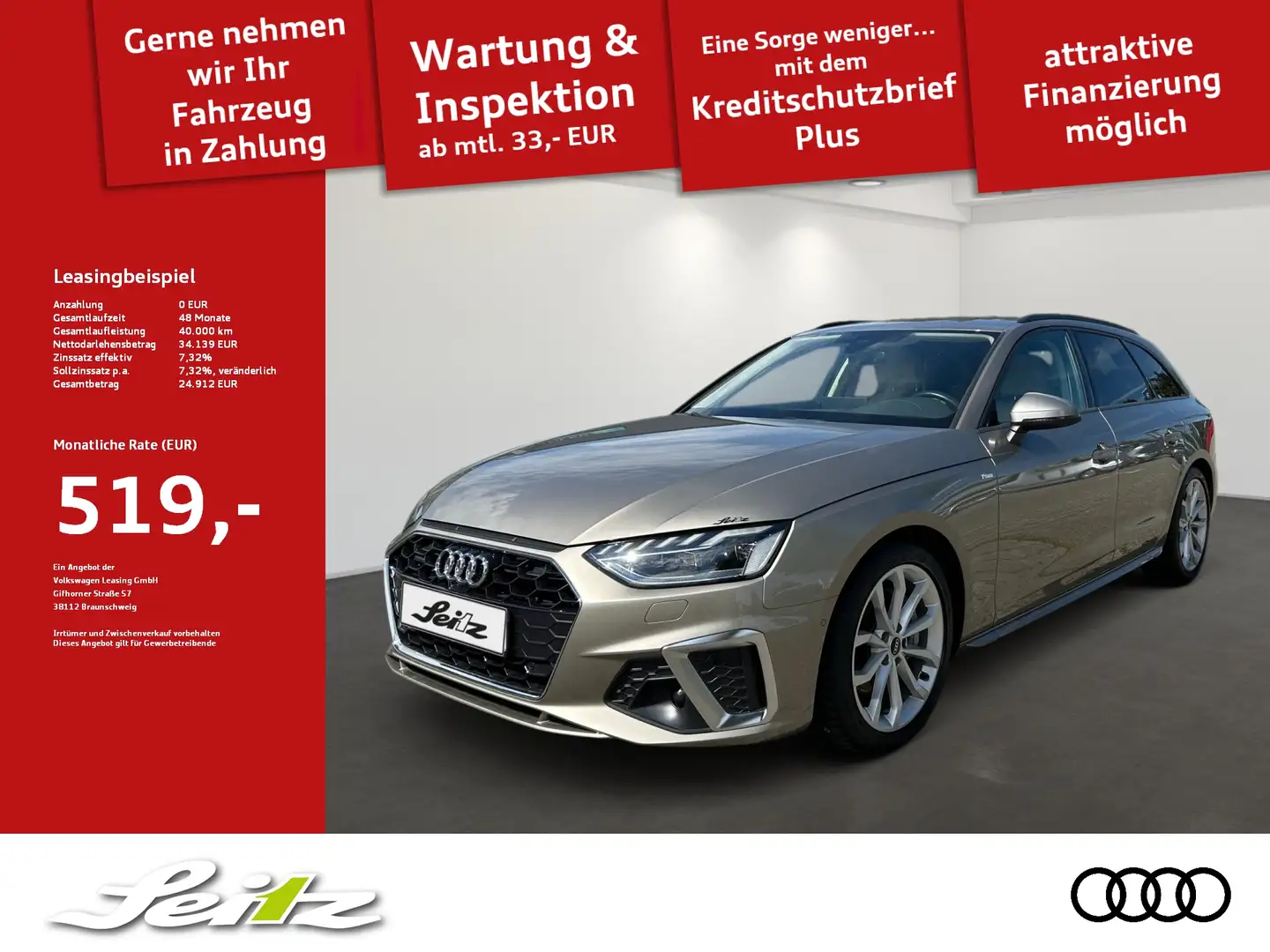 Audi A4 Avant 40 TFSI quattro S line *AHK*MATRIX*KAMERA* Beige - 1