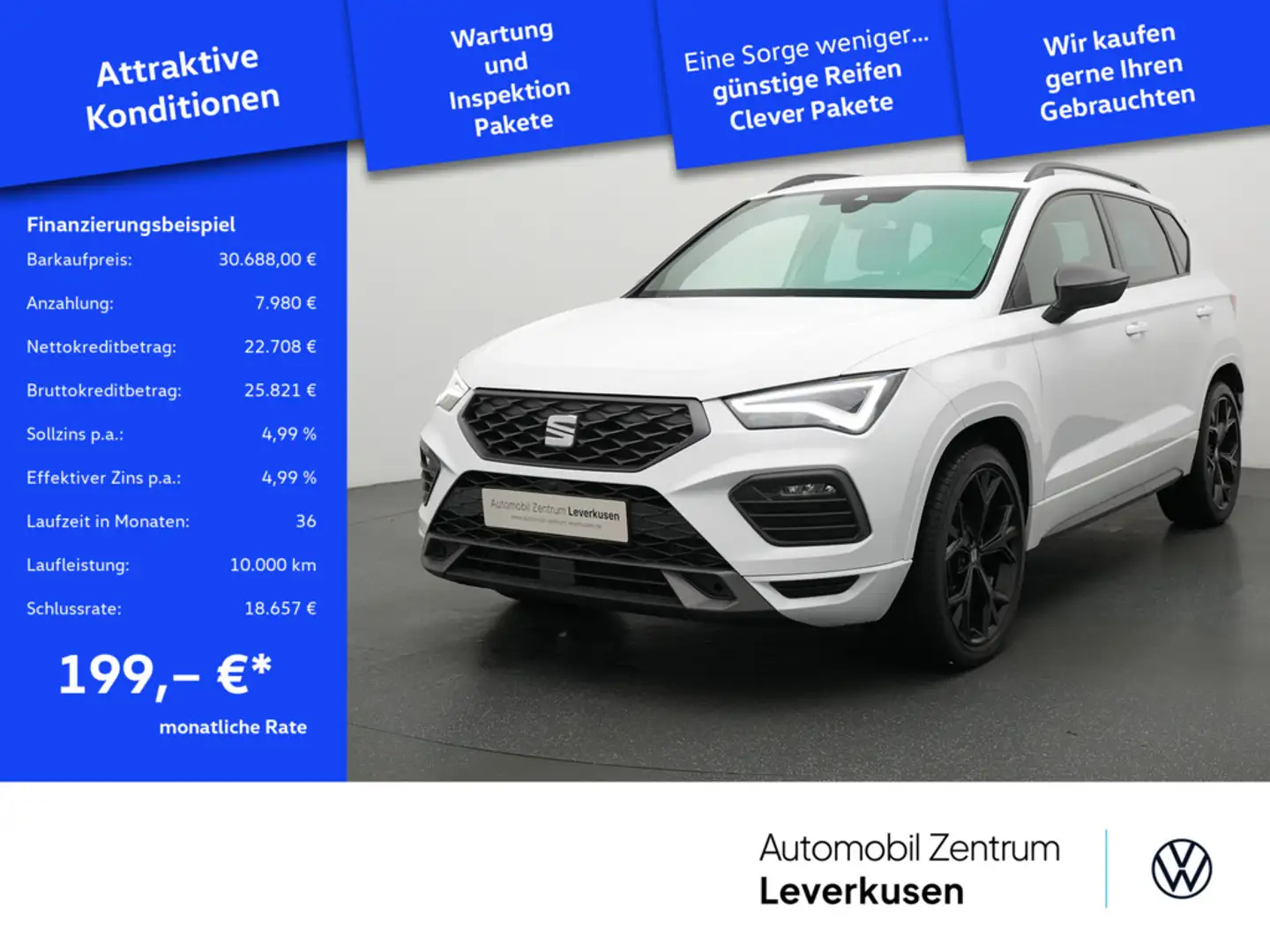 SEAT Ateca FR 4Drive DSG PANO LEDER KAM 360° ACC N Weiß - 1