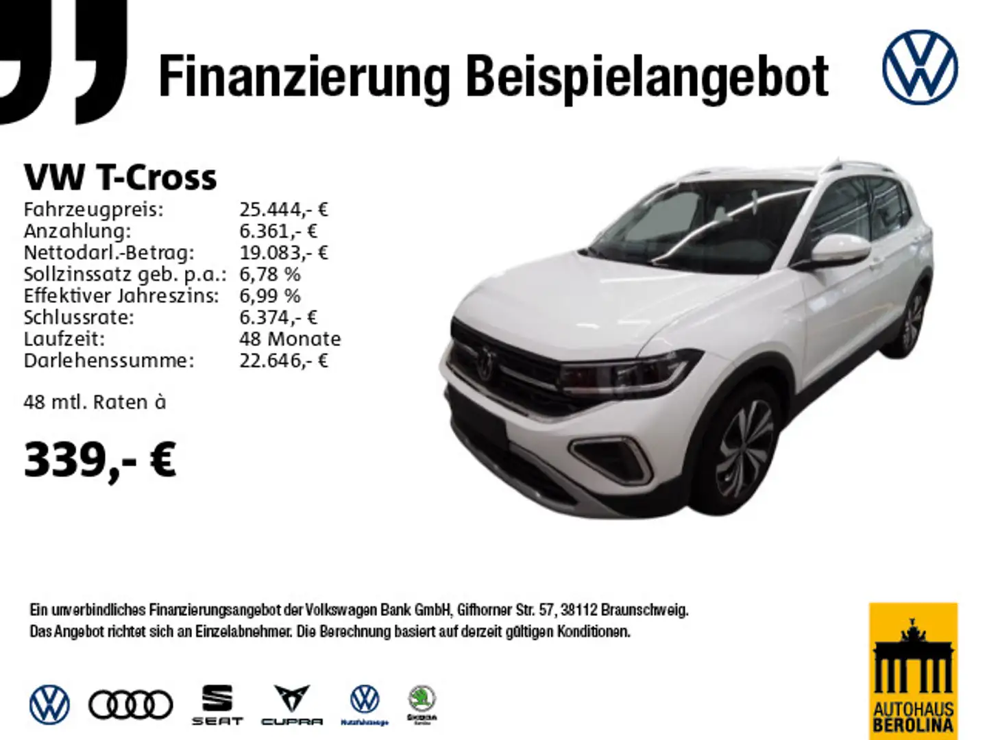 Volkswagen T-Cross 1.0 TSI Style DSG *ACC*R-CAM*NAV*PDC* Weiß - 1