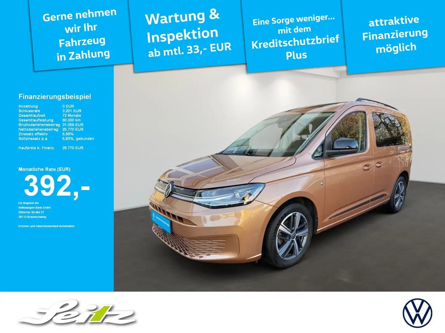 Volkswagen Caddy Life 2.0 TDI AHK. Panoramadach. Einparkhilfe Argent - 1