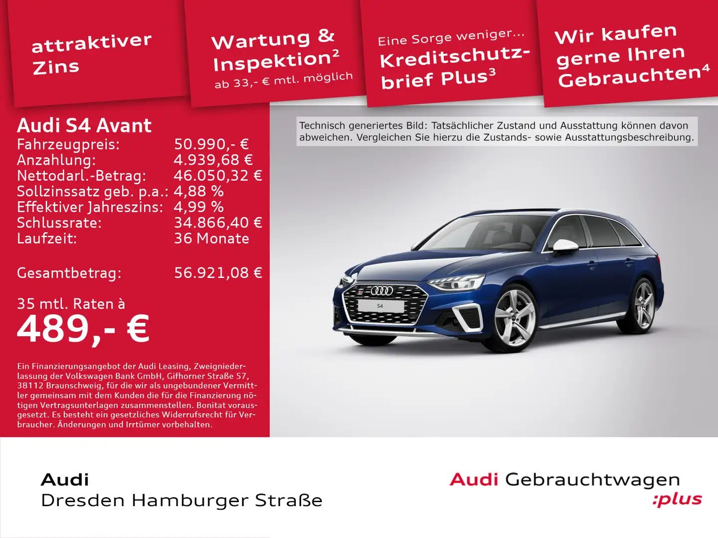 Audi S4 3.0 TDI quattro Matrix Navi Pano Blau - 1