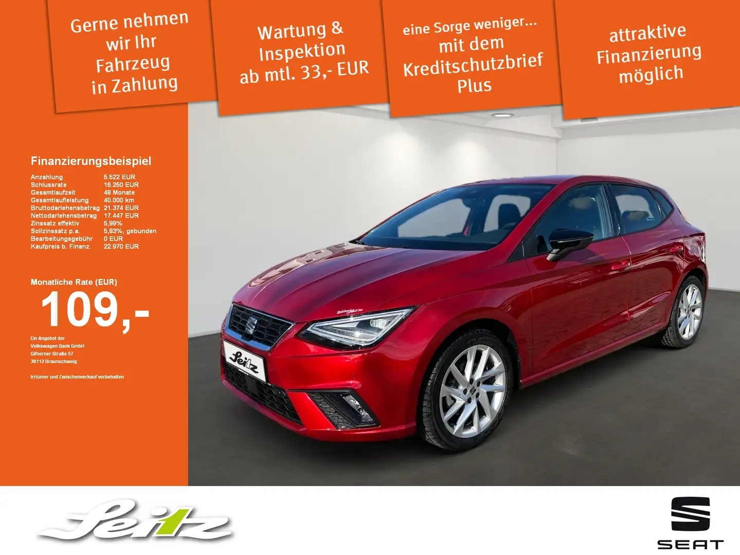 SEAT Ibiza FR 1.0 TSI FR *APPCON*KAMERA*WINTERPAKET* Rot - 1