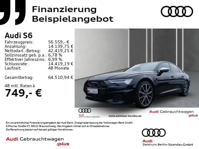 Audi S6 S6 Lim. *HD-MATRIX*B&O*360°*Opt.-Schwarz+*ACC*