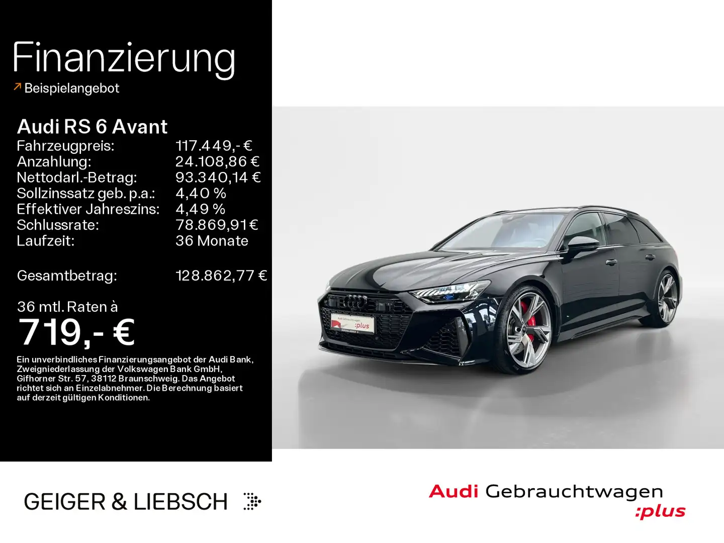 Audi RS6 *NAVI-PLUS*HUD*RS-AGA*PANO*OPTIK-PAKET Schwarz - 1