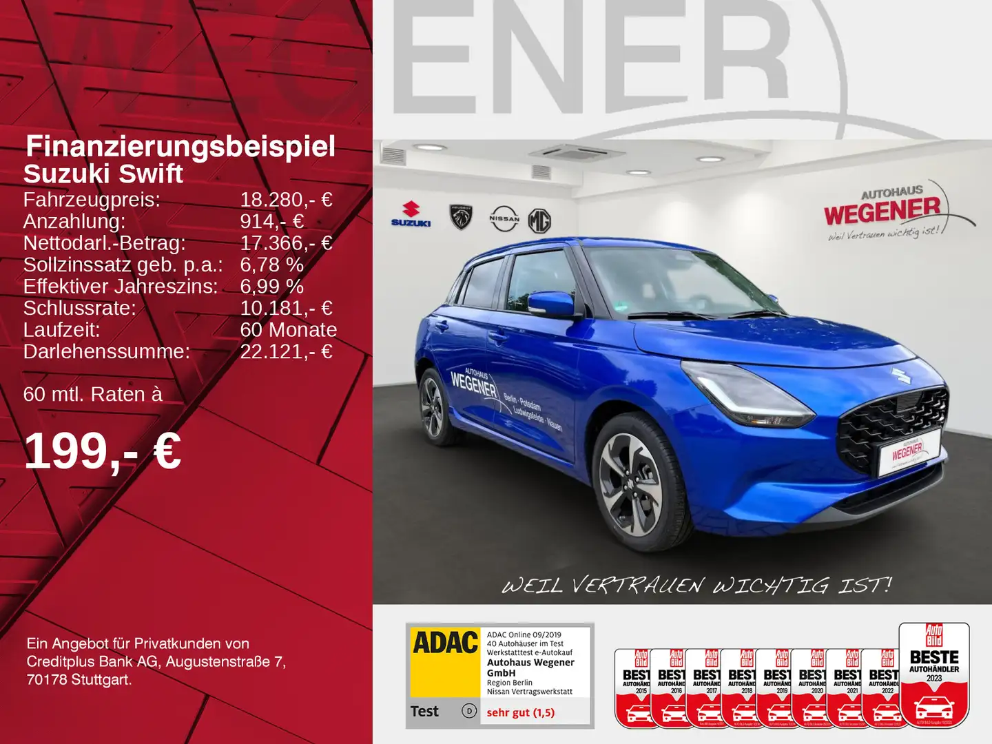 Suzuki Swift SWIFT 2024 COMFORT+ HYBRID KEYLESS RÜCKFK NAVI A Blau - 2