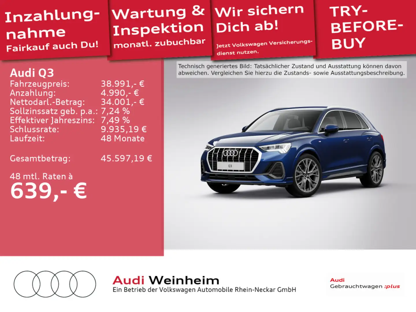 Audi Q3 40 TDI 2x S-Line quattro LED Navi S-tronic uv Blau - 1