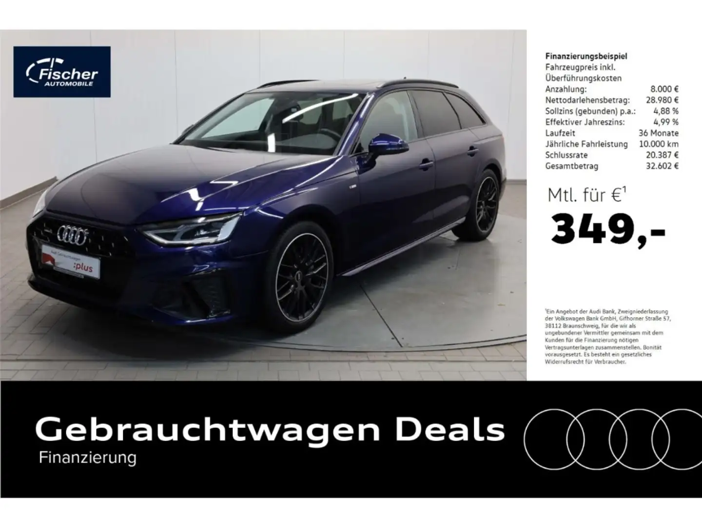 Audi A4 Avant 40 TFSI quattro S line AHK/P-Dach/Virt+ Bleu - 1
