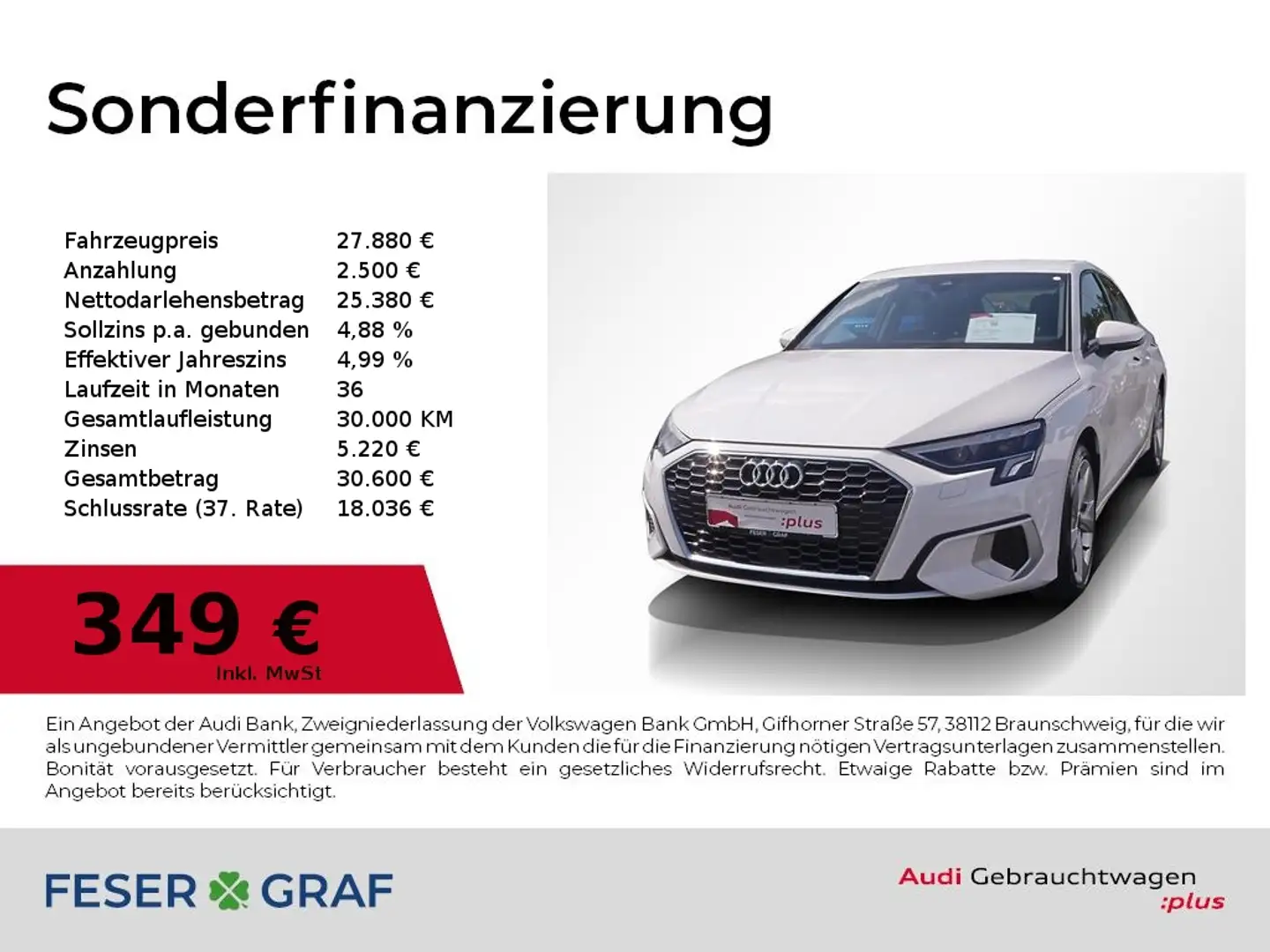 Audi A3 Hybrid advanced LED,Navi,PDC,18" Weiß - 1