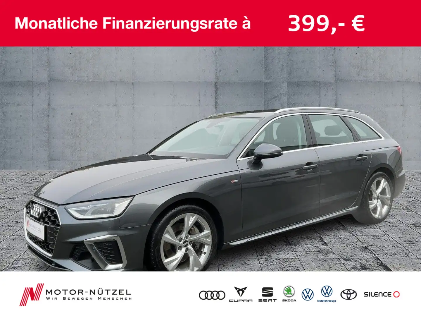 Audi A4 40 TDI S-TR QU S-LINE LED+NAVI+SHZ+18" Grijs - 1