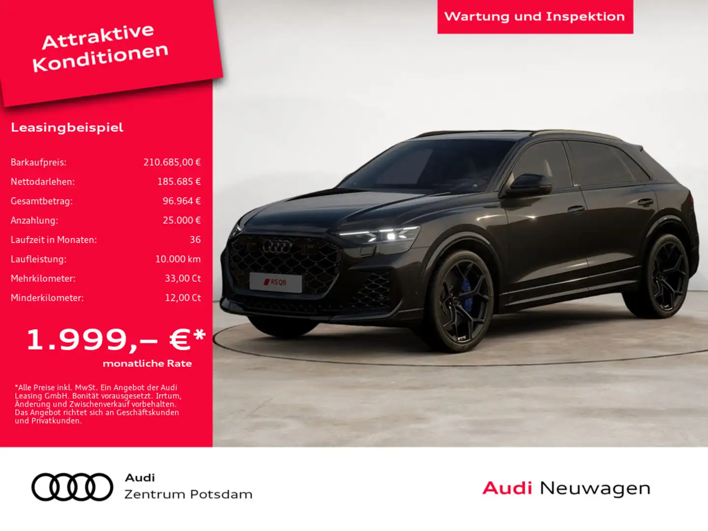 Audi RS Q8 SUV performance PANO MATRIX-LED LASER Zwart - 1