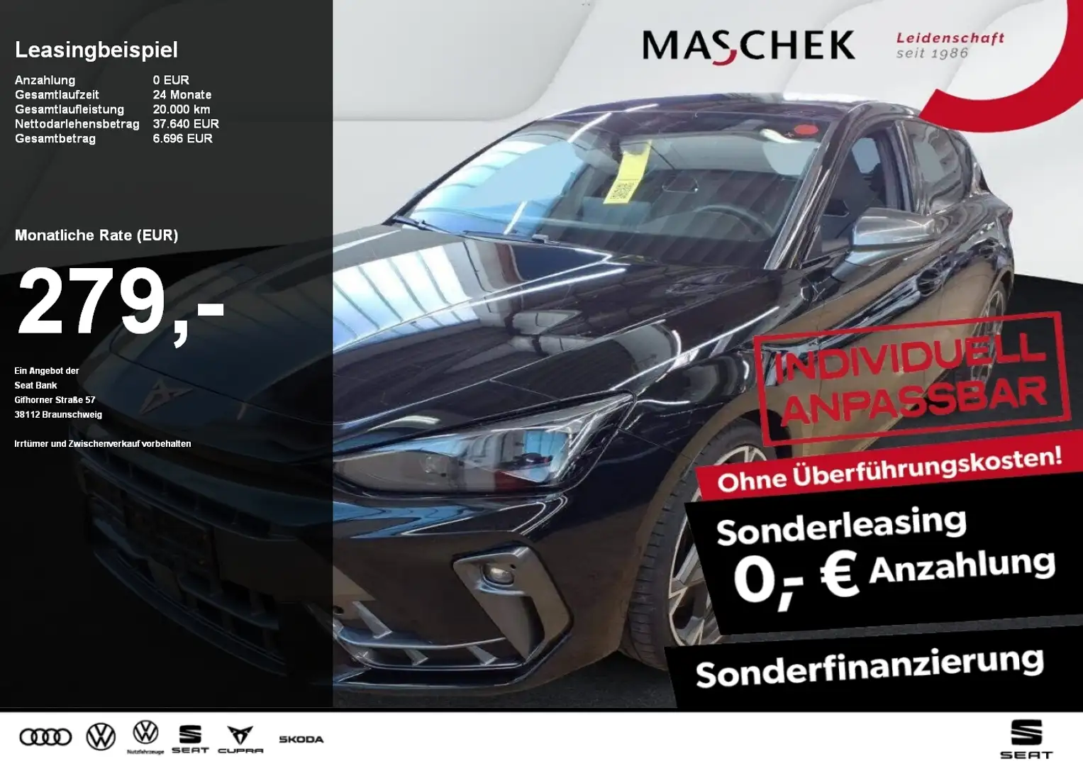 CUPRA Leon 2.0 TSI Sonderleasing! Navi Sitzh. Matrix Schwarz - 1