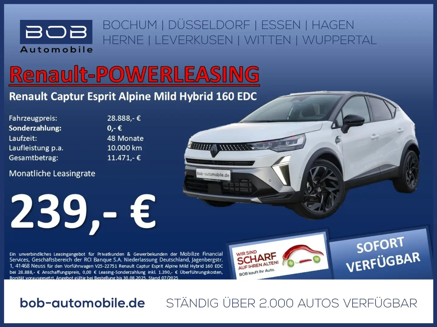 Renault Captur Esprit Alpine Mild Hybrid 160 EDC SHZ PDC Weiß - 1