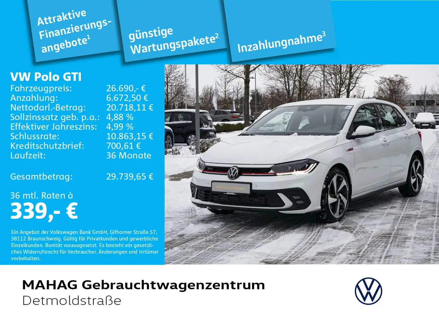 Volkswagen Polo GTI 2.0 TSI IQ.Light Navi ParkPilot App DSG Weiß - 1