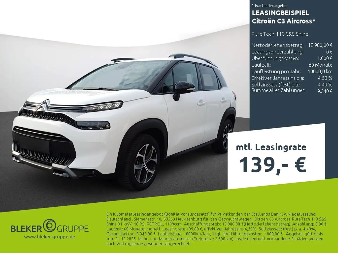 Citroen C3 Aircross PureTech 110 S&S Shine Blanc - 1