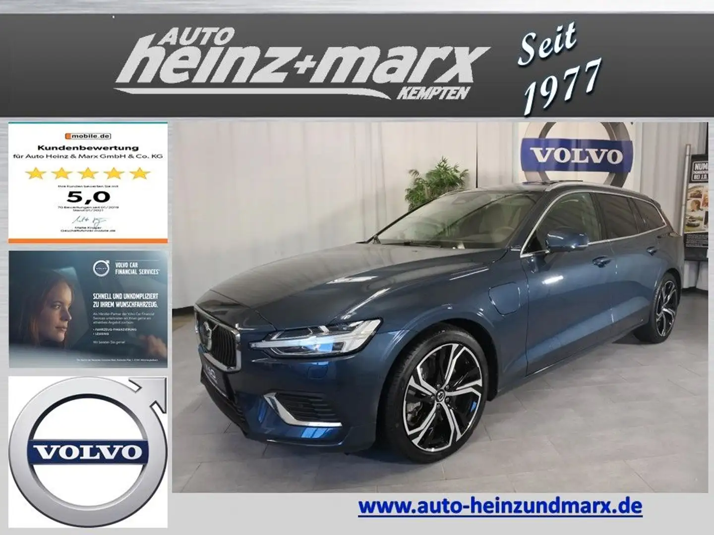 Volvo V60 T6 Ultra Bright Plug-In Hybrid AWD 360°-AHK Blau - 1