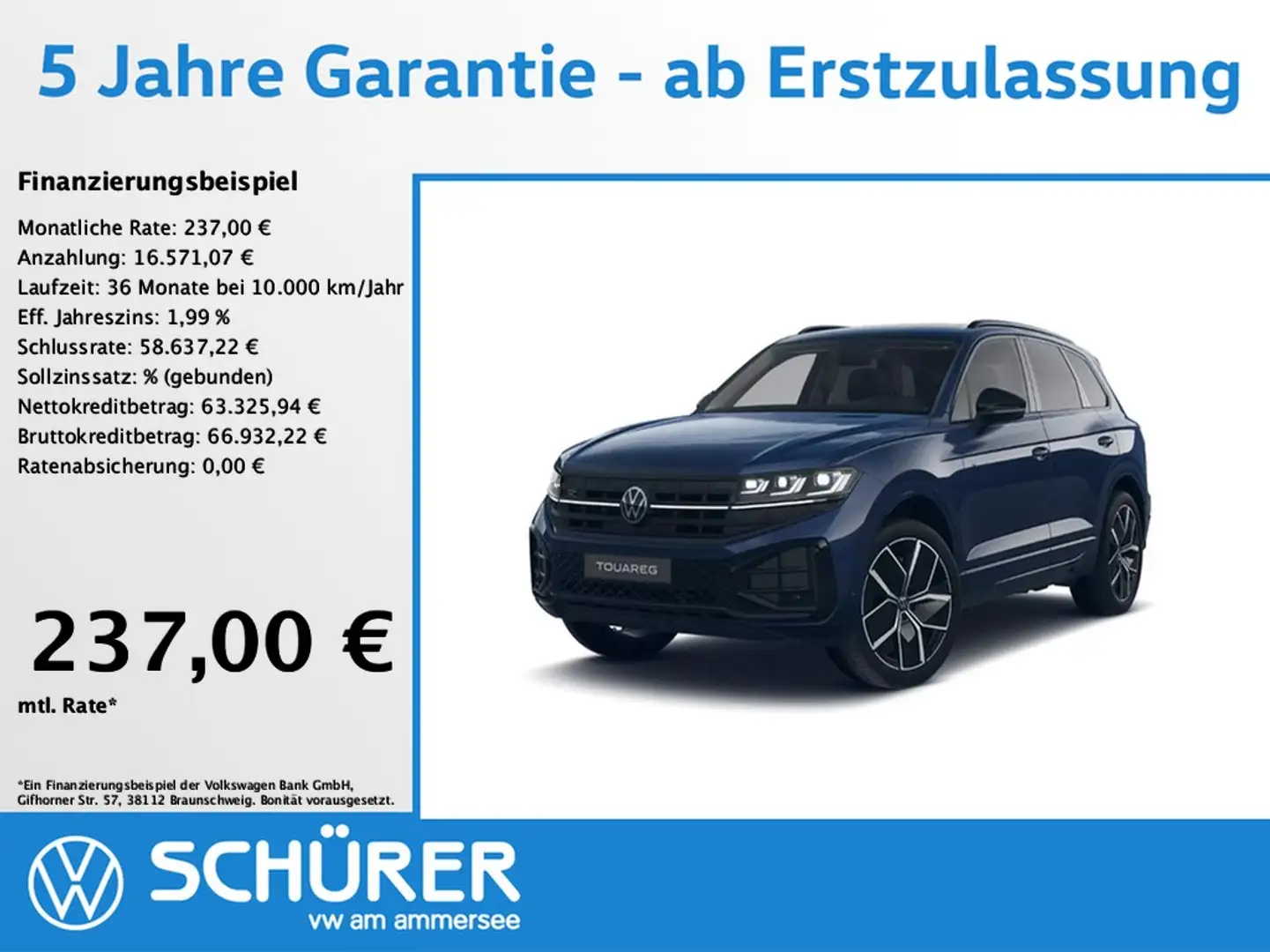 Volkswagen Touareg 3.0TDI R-Line BlackStyle Pano Allradlenkung 360... Blau - 1