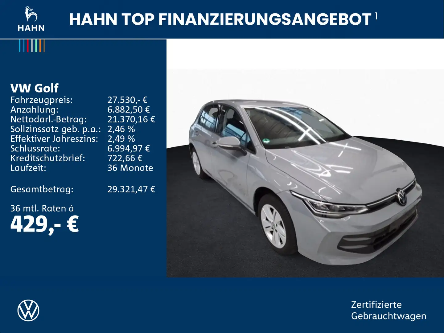 Volkswagen Golf VIII 1.5eTSI Life LED Standh APP ACC Sitzh Grau - 2