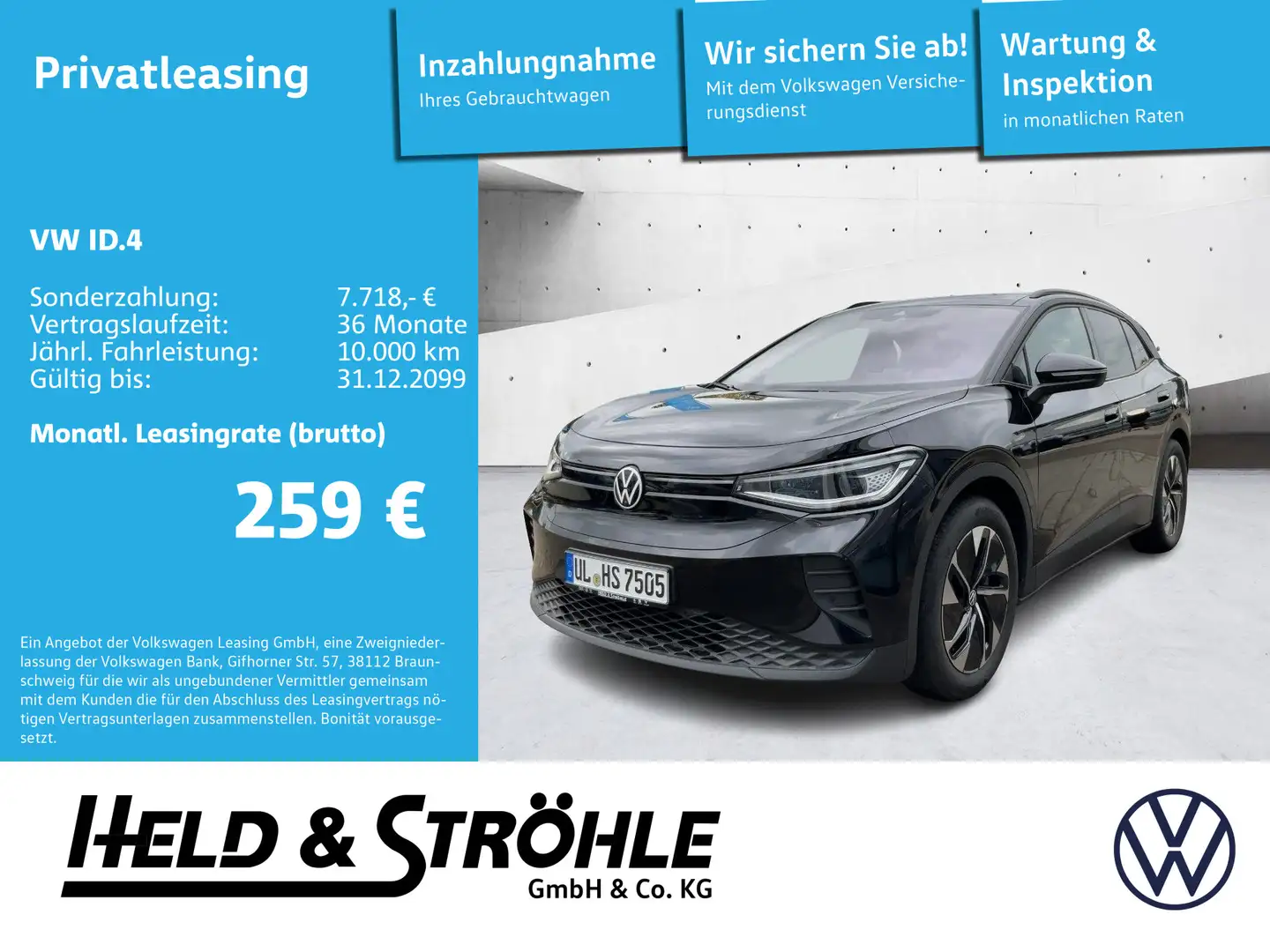 Volkswagen ID.4 Pro 210 kW PANO+AHK+MATRIX+360°KAM+HuD+ACC Schwarz - 1