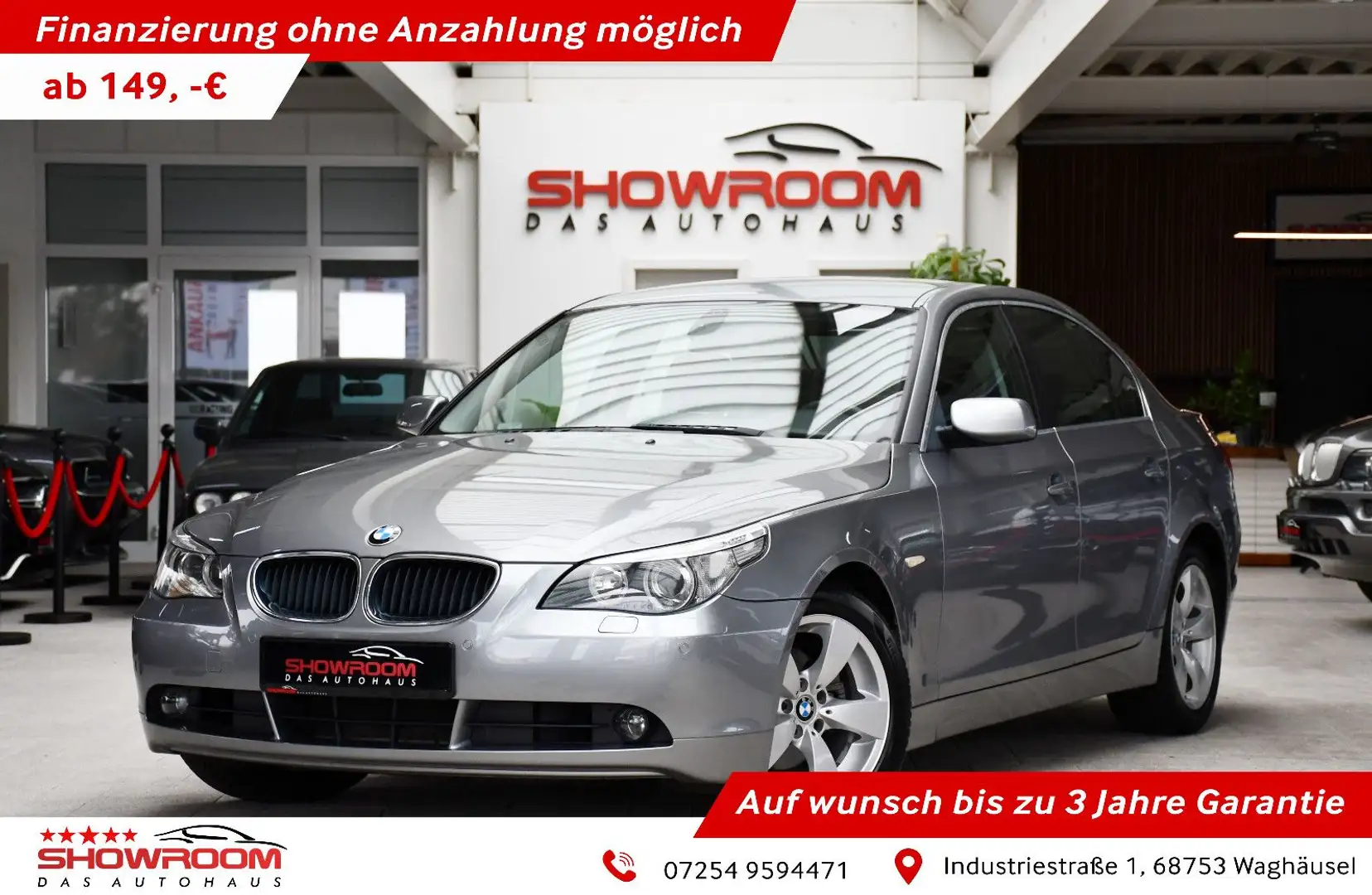 BMW 525 i 6 Zyl Limousine Leder Xenon Navi 1.Hand Gris - 1