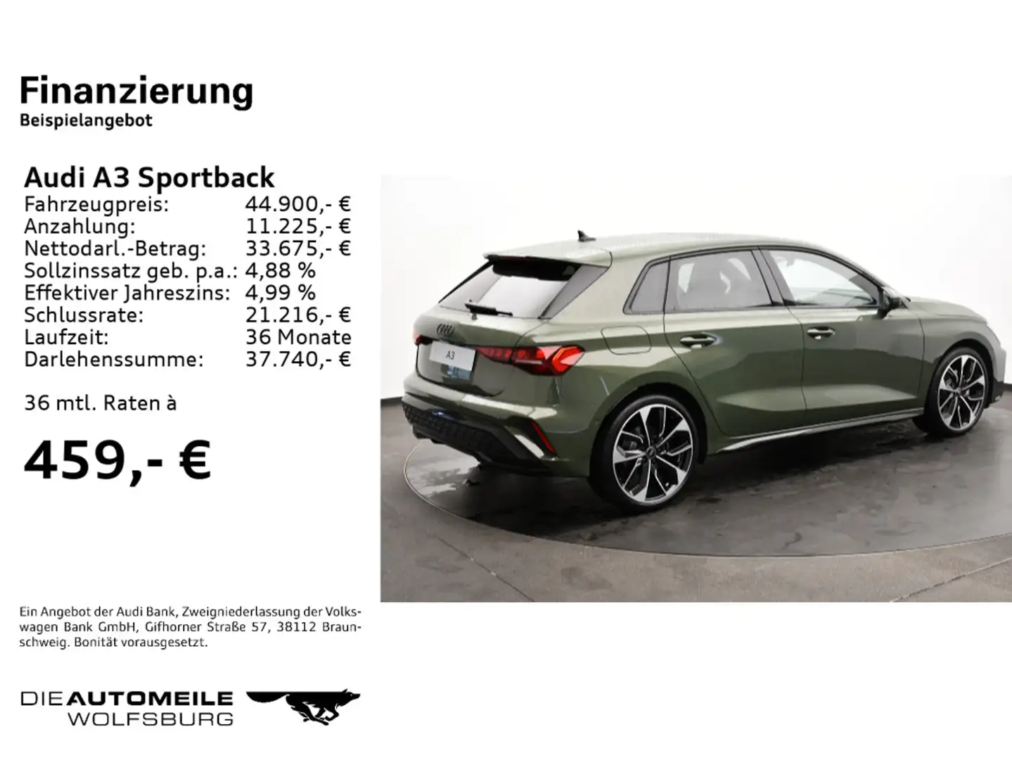 Audi A3 35 TDI S tronic S line Grün - 2