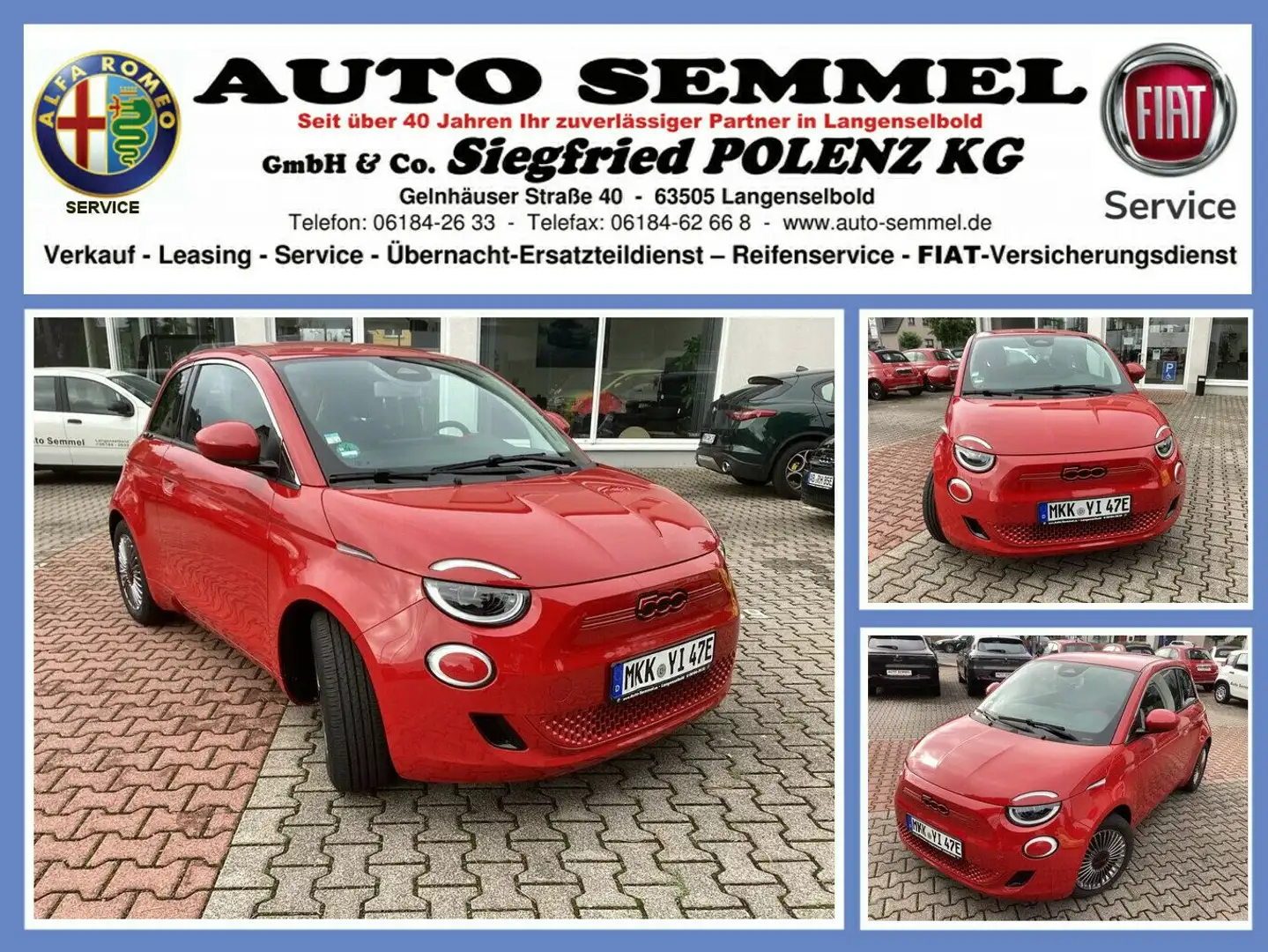 Fiat 500e RED 118PS 42kWh Voll-LED Sitzh. Rosso - 1