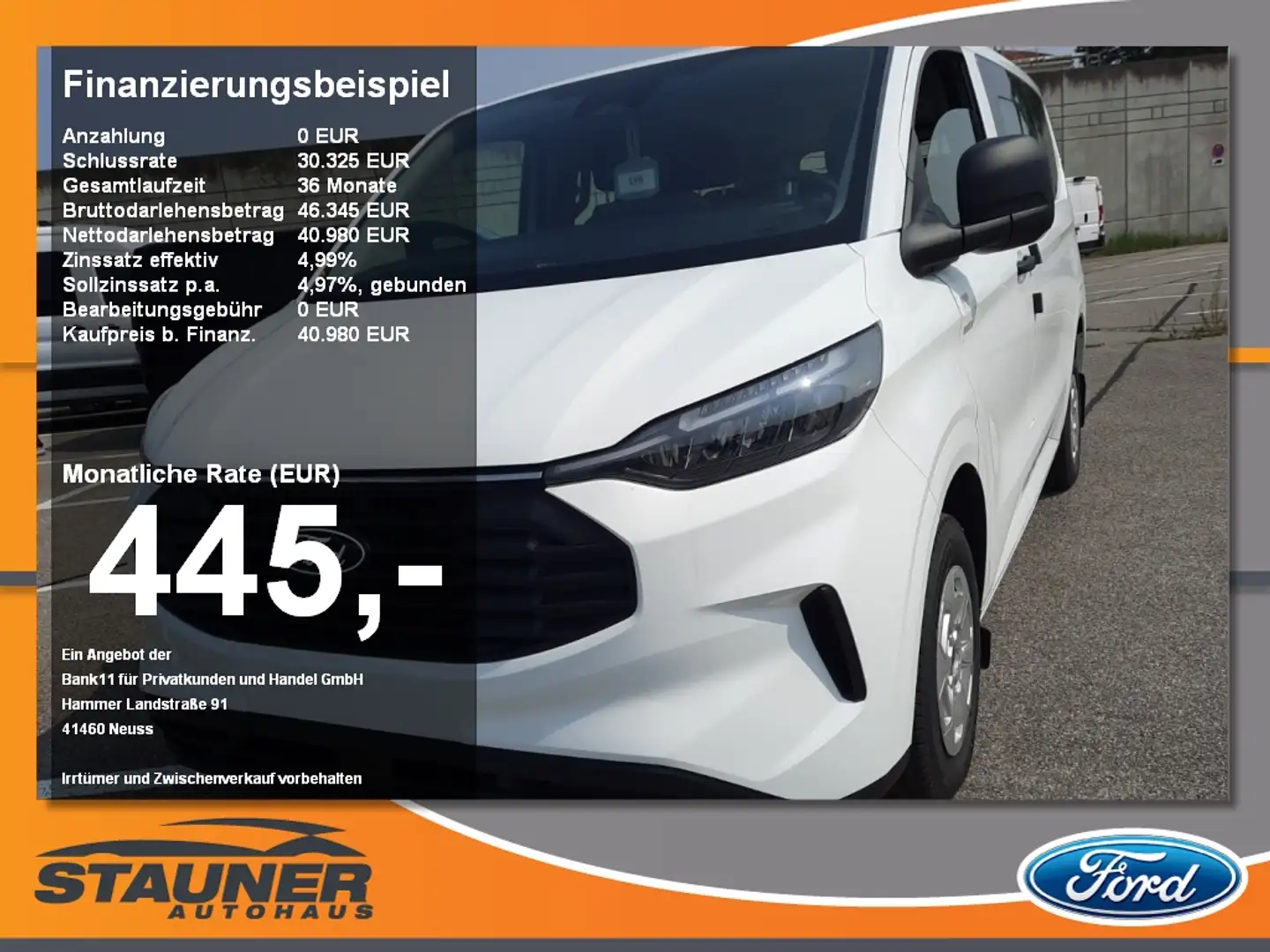 Ford Transit Custom Kombi 320 L1 Trend Navi LED Weiß - 1