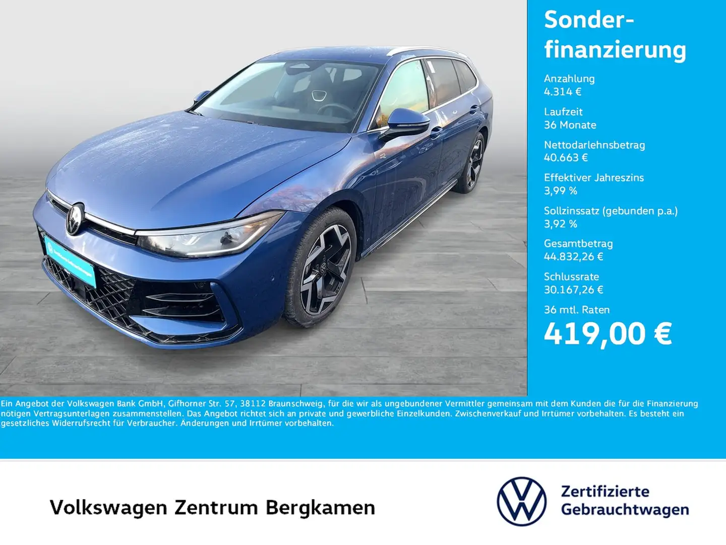 Volkswagen Passat Variant 2.0 R-LINE 4X4 NEUESMODELL AHK 18Z Blau - 1