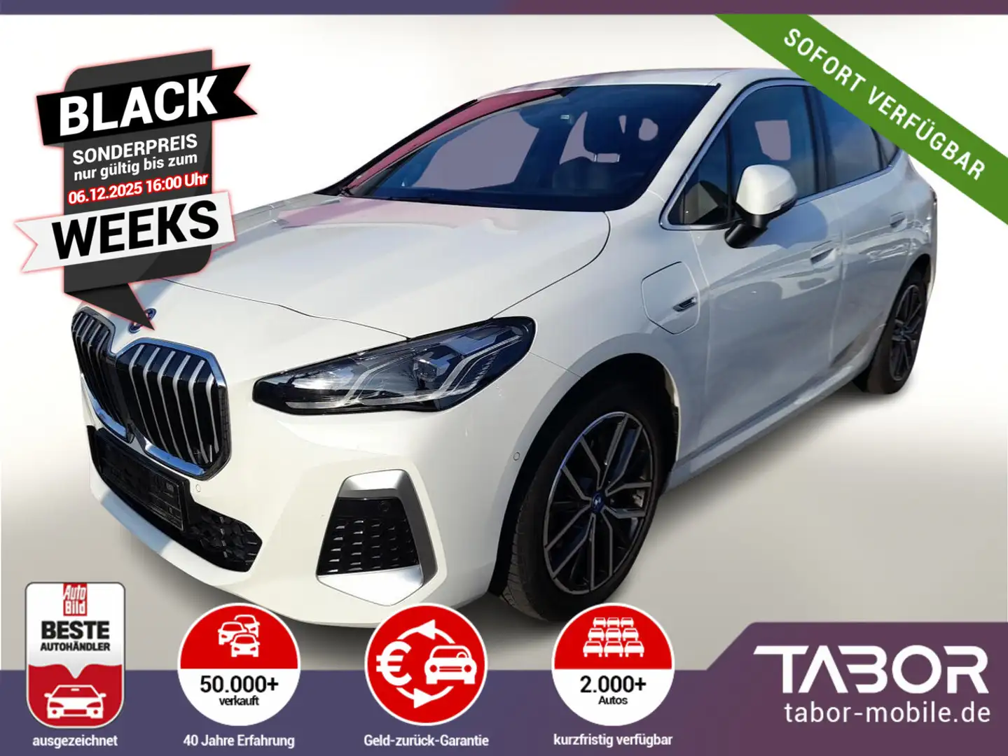 BMW 225 225e Active Tourer Aut. xDrive M Sport PDC SHZ Weiß - 2