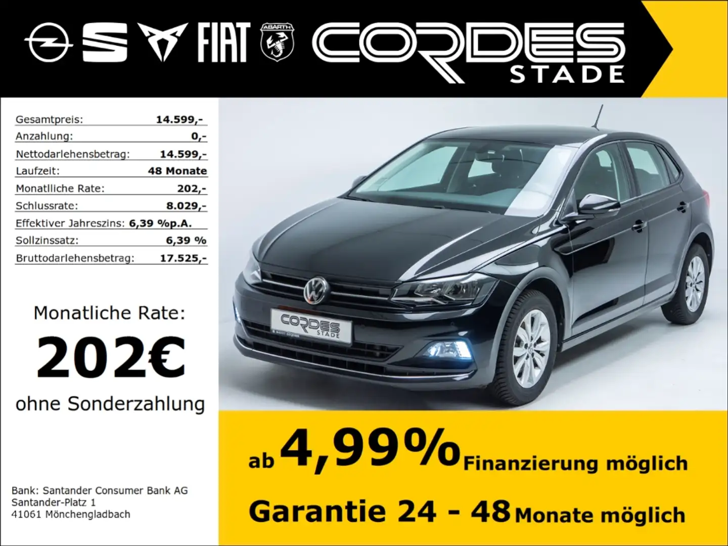 Volkswagen Polo TDI Highline Allwetter, PDC v&h Navi (4) Zwart - 1